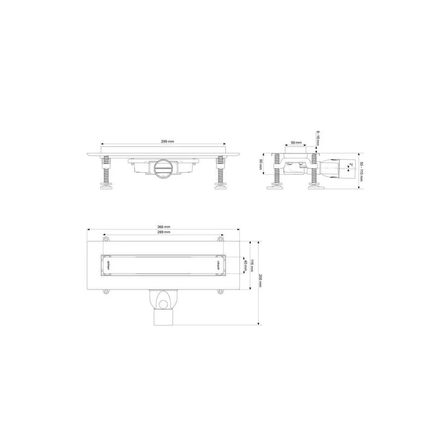 Calha de duche VENISIO SLIM + 500mm S40 | 30723946| Wirquin WIRQUIN