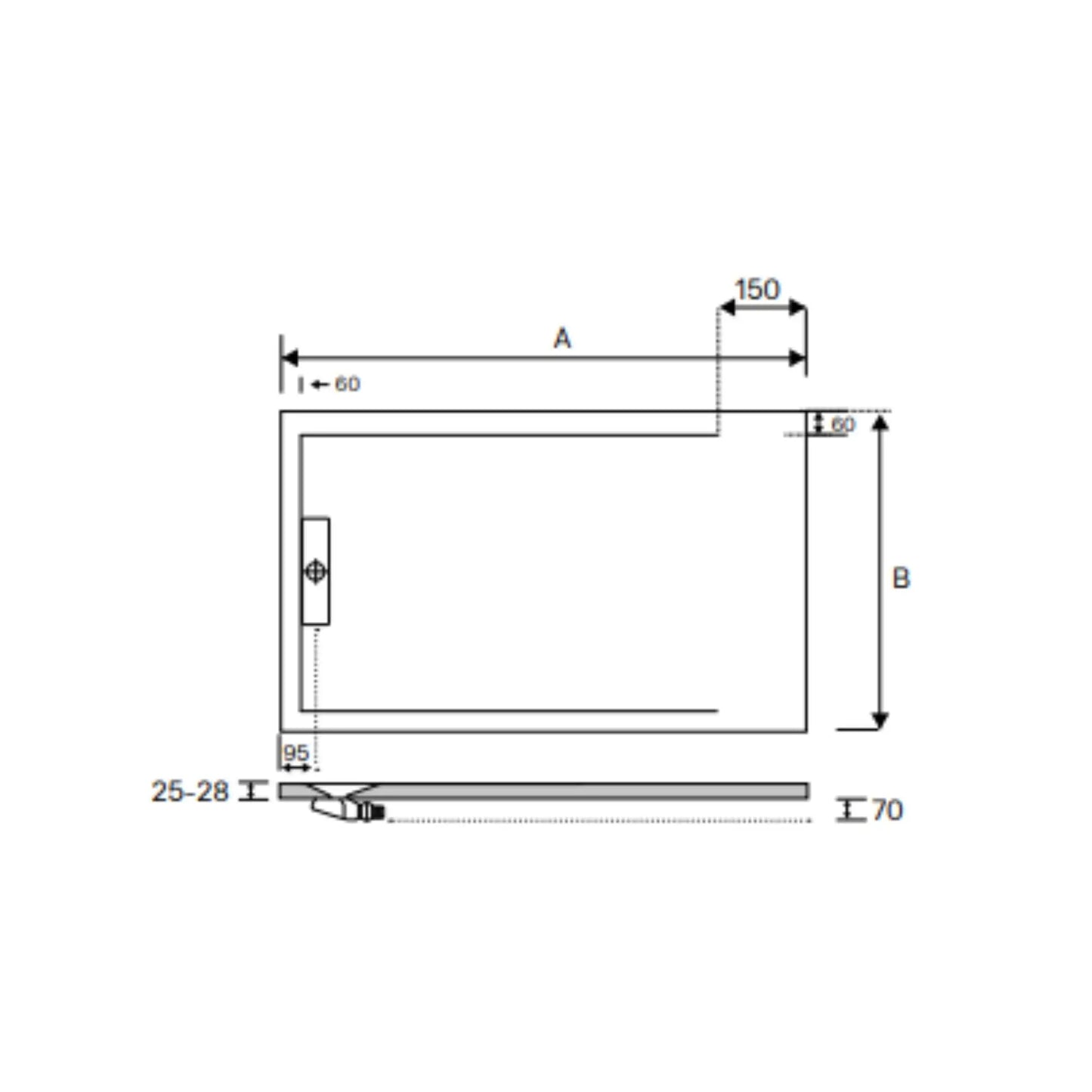 alt='Desenho técnico com as medidas da base de chuveiro ASD Planstone Slim de 80 por 120 cm.'