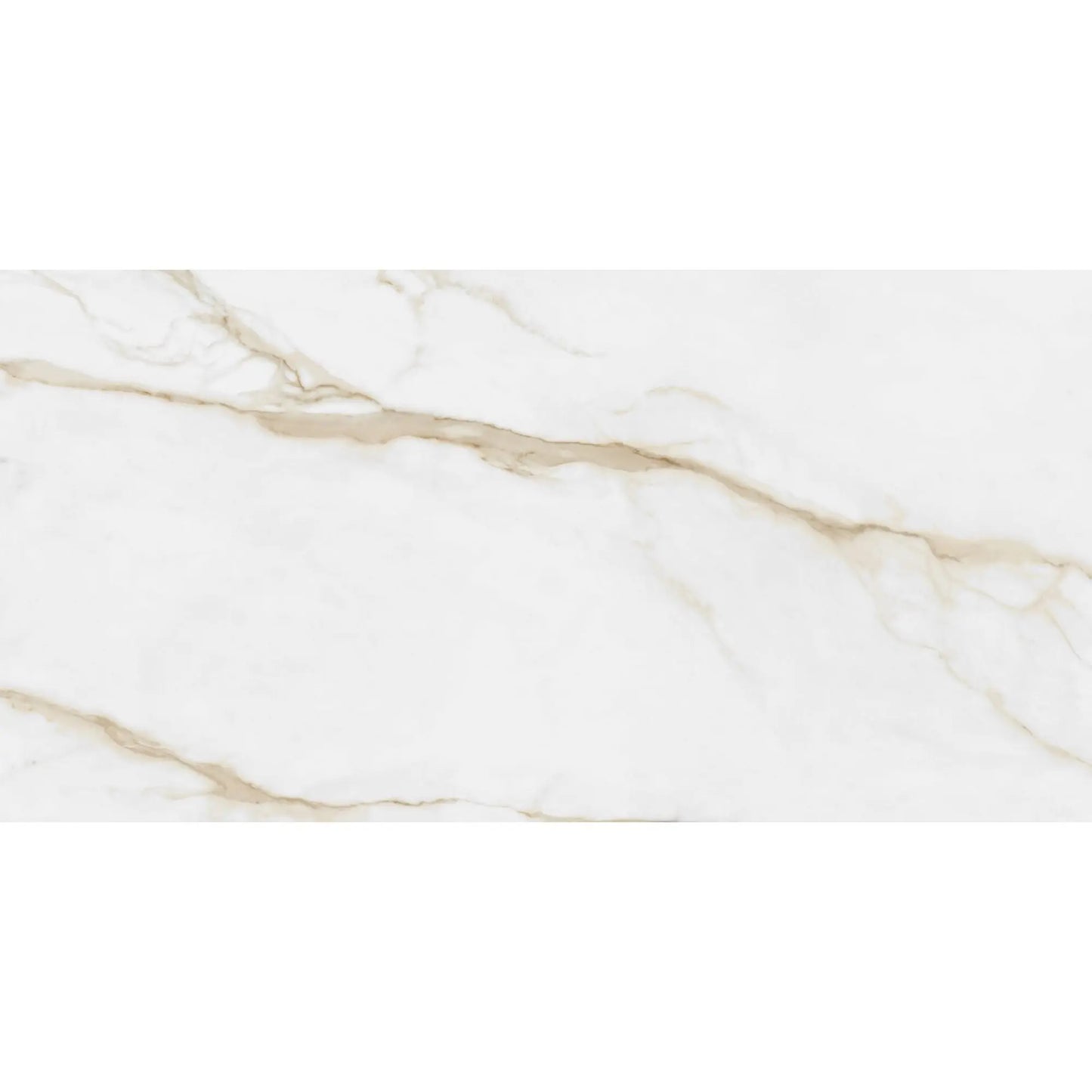 alt='Pormenor de uma peça do pavimento cerâmico Pamesa Portofino, mostrando a textura de mármore branco com veios dourados.'