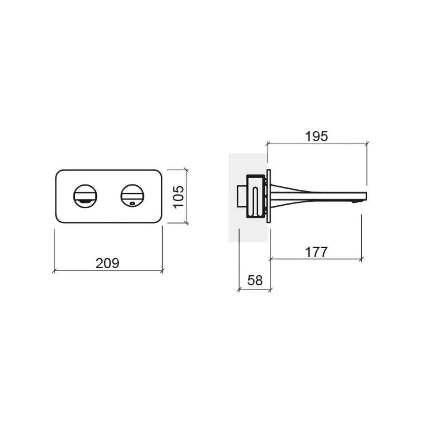 alt='Desenho técnico com as medidas da torneira de lavatório de encastrar Sanindusa Line 42.'
