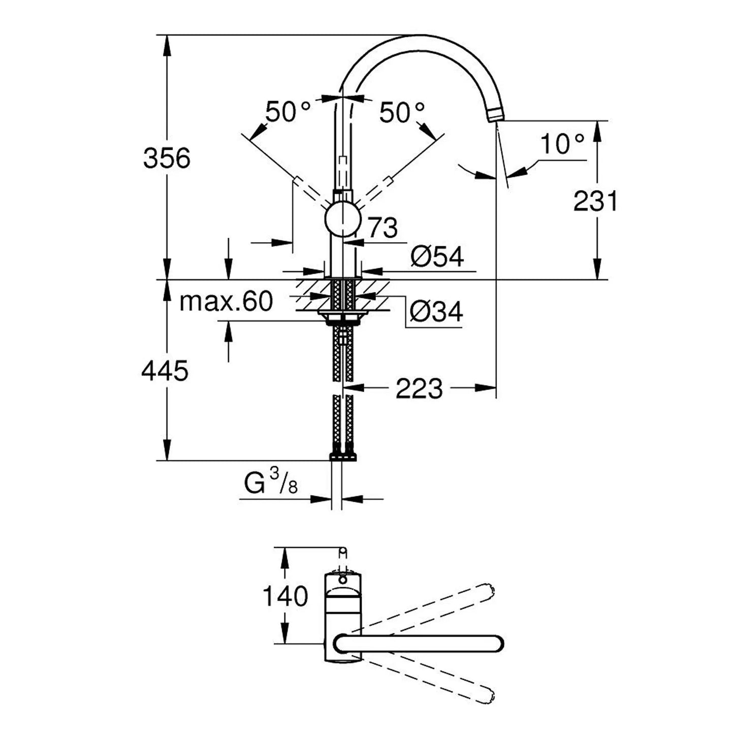 Torneira de cozinha MINTA cromada | 32917000 | Grohe GROHE
