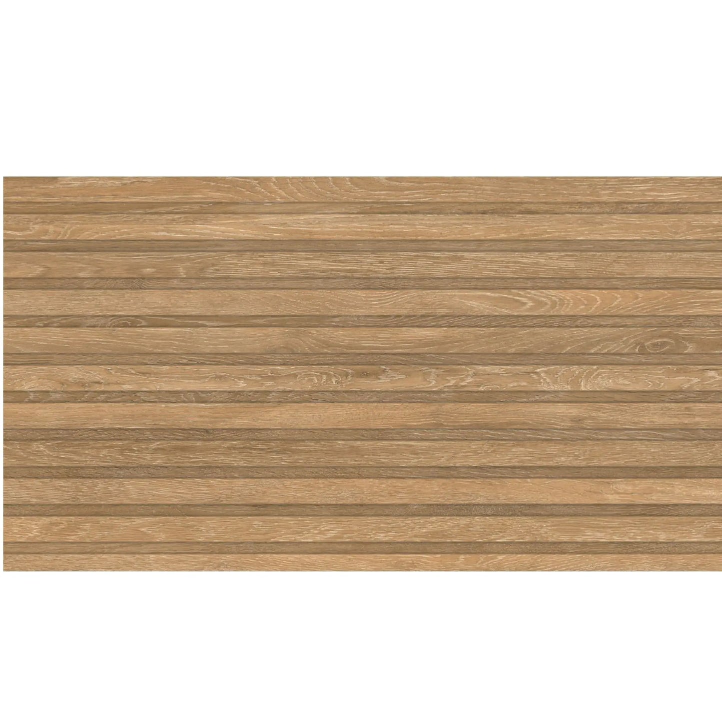 alt text= 'Detalhe de perto do pavimento cerâmico Viggo Fresno, mostrando o padrão e os veios que imitam a madeira de freixo'