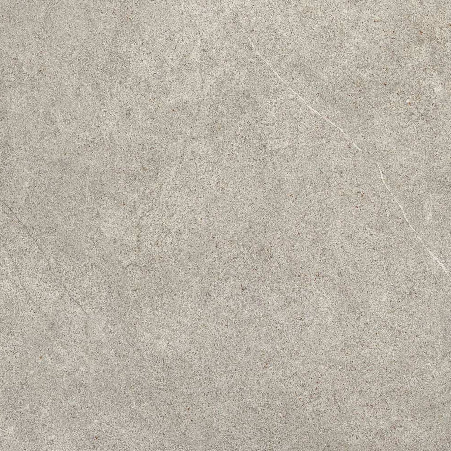 Detalhe da textura do pavimento cerâmico Sense Grey 60x60cm, mostrando um acabamento tipo pedra em tons de cinza.