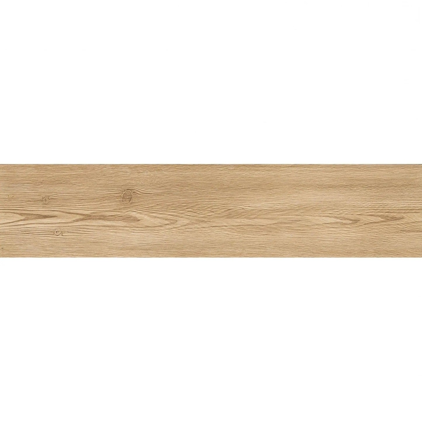 Peça única de pavimento cerâmico Natural Cream, exibindo a sua textura e veios realistas de efeito madeira.