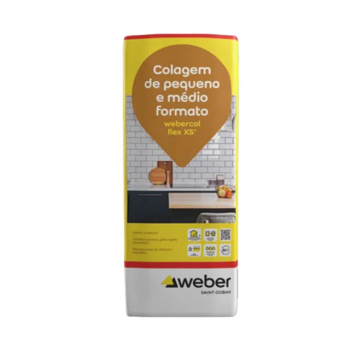 saco cimento cola da webercol flex xs+ branco de 25 kg da weber