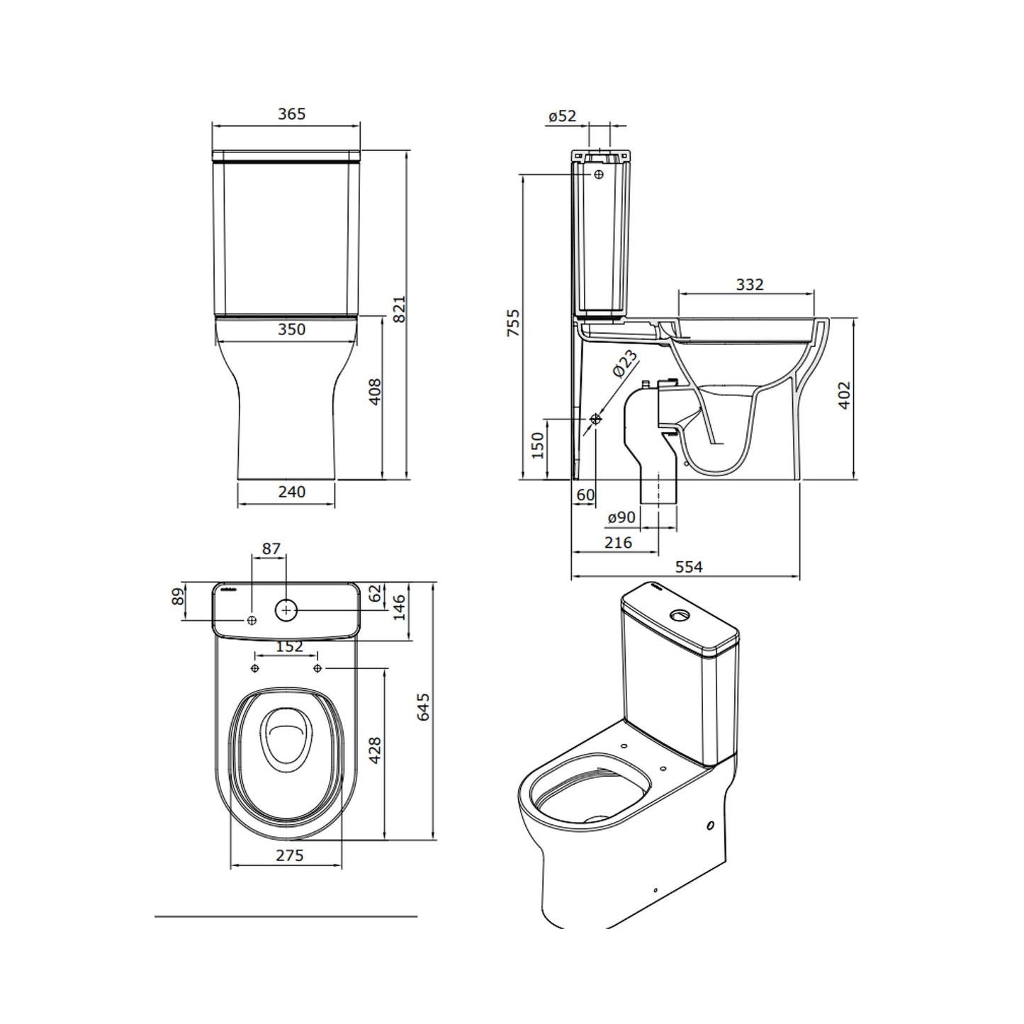 Sanita Winner Compacta Rimflush Parede 142027004 Sanindusa