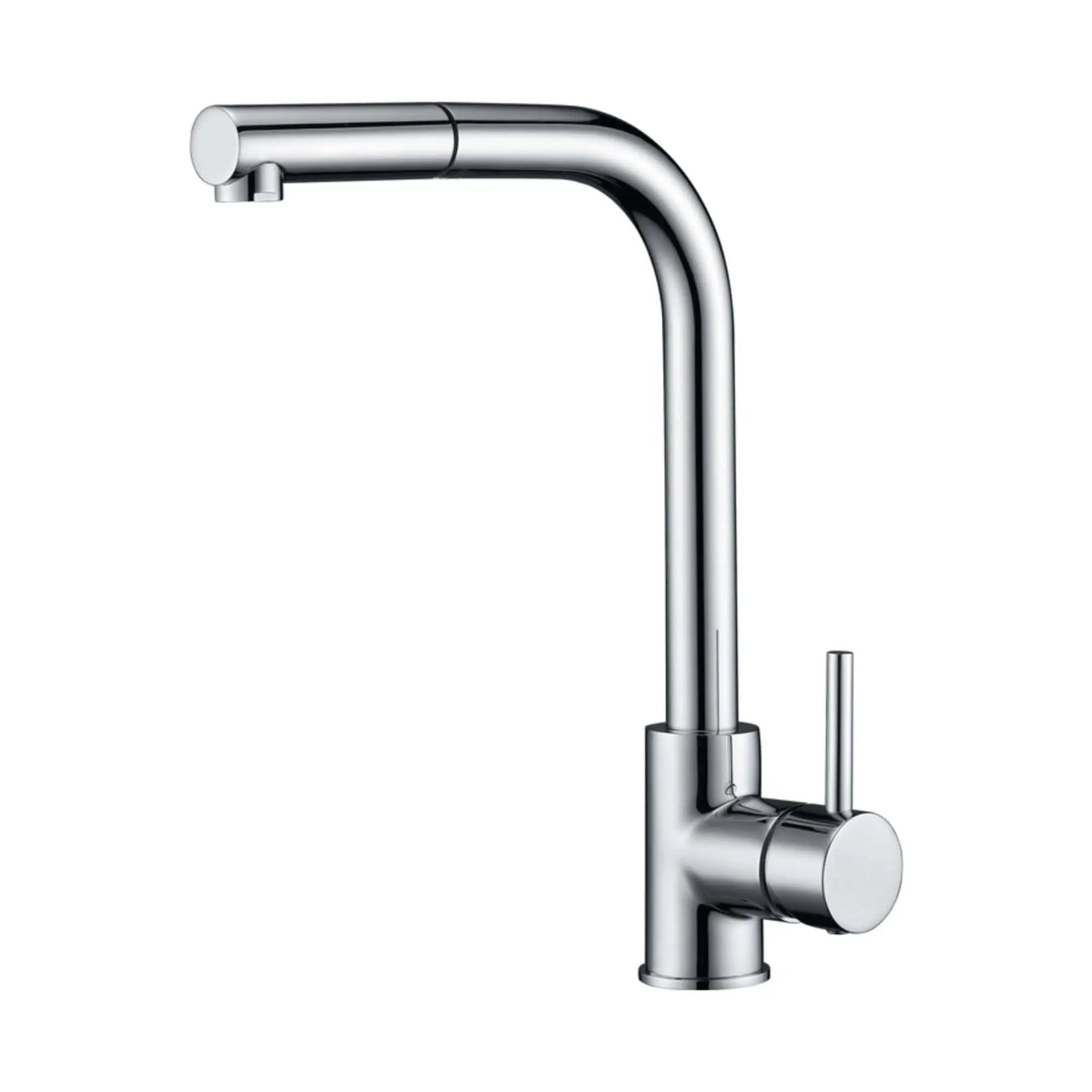 alt='Torneira de cozinha monocomando Imex Malta com bico extraível e acabamento cromado, em fundo branco.'