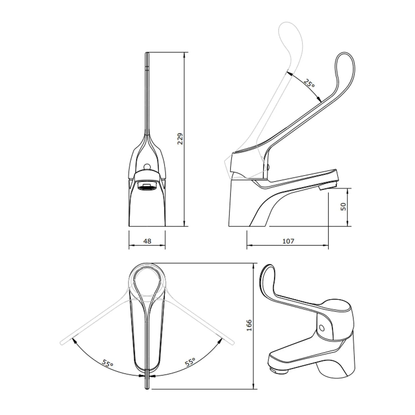 Alt tex= 'Torneira de lavatório ECO com manipulo clinico cromada- Sanindusa'