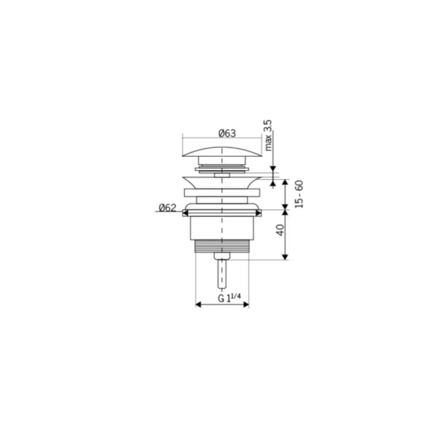 Válvula click-clack de lavatório/bidé latão branco | VCC003 | Imex IMEX