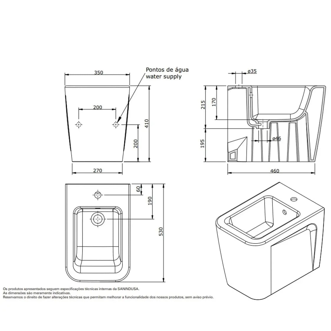 Bidé ADVANCE SANINDUSA - 127410