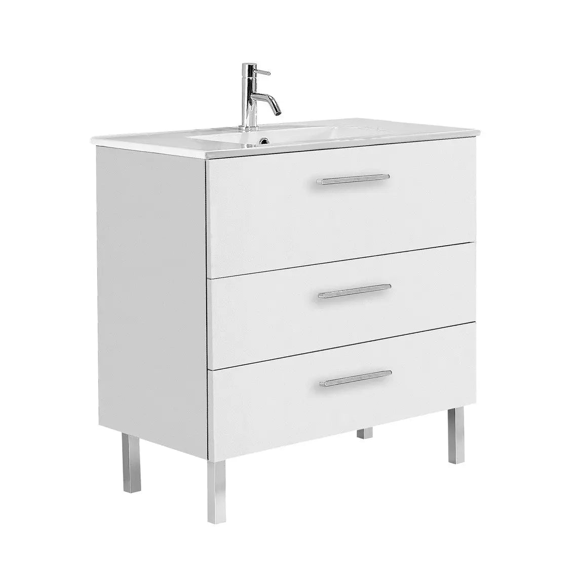 Móvel com lavatório de 80cm branco brilho modelo Porto da Banhoazis