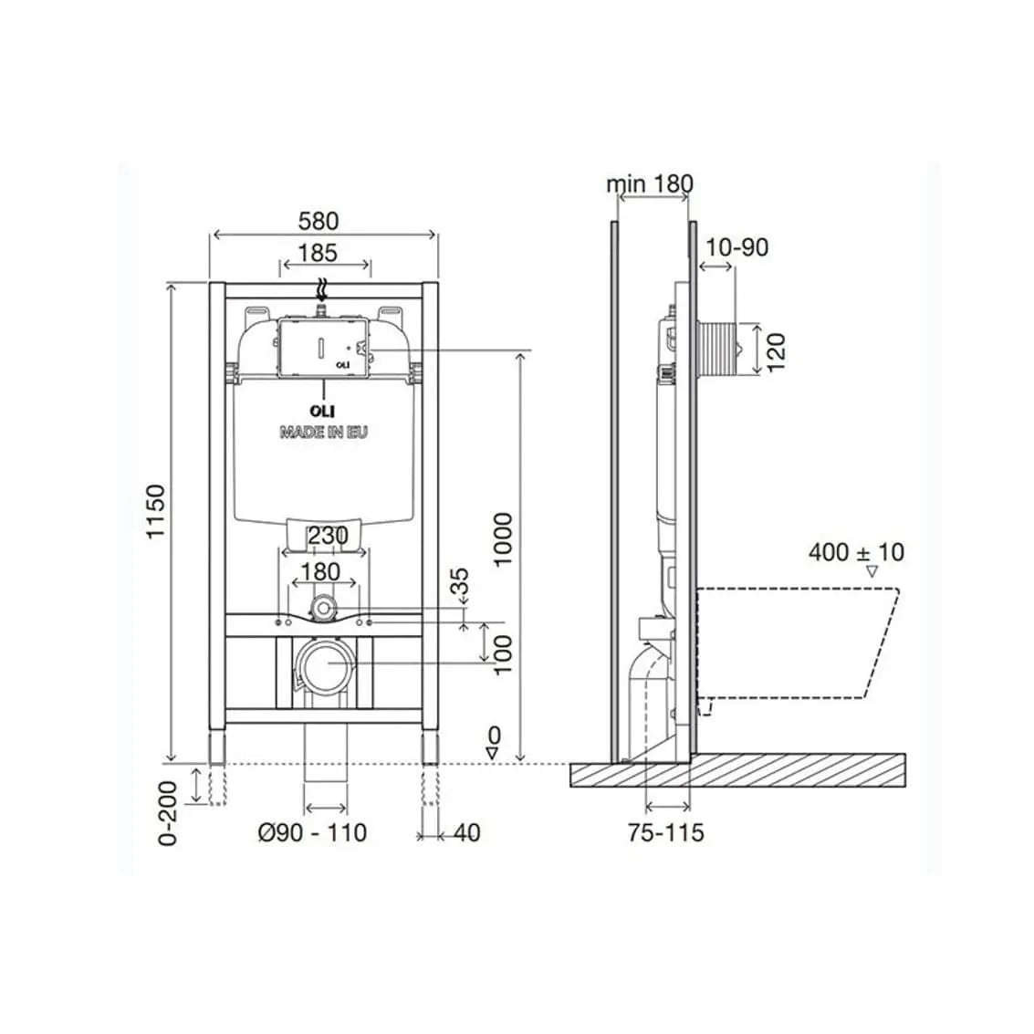 Desenho Técnico do Tanque Interior Oli74 Plus Mecânico Autoportante da Oli.