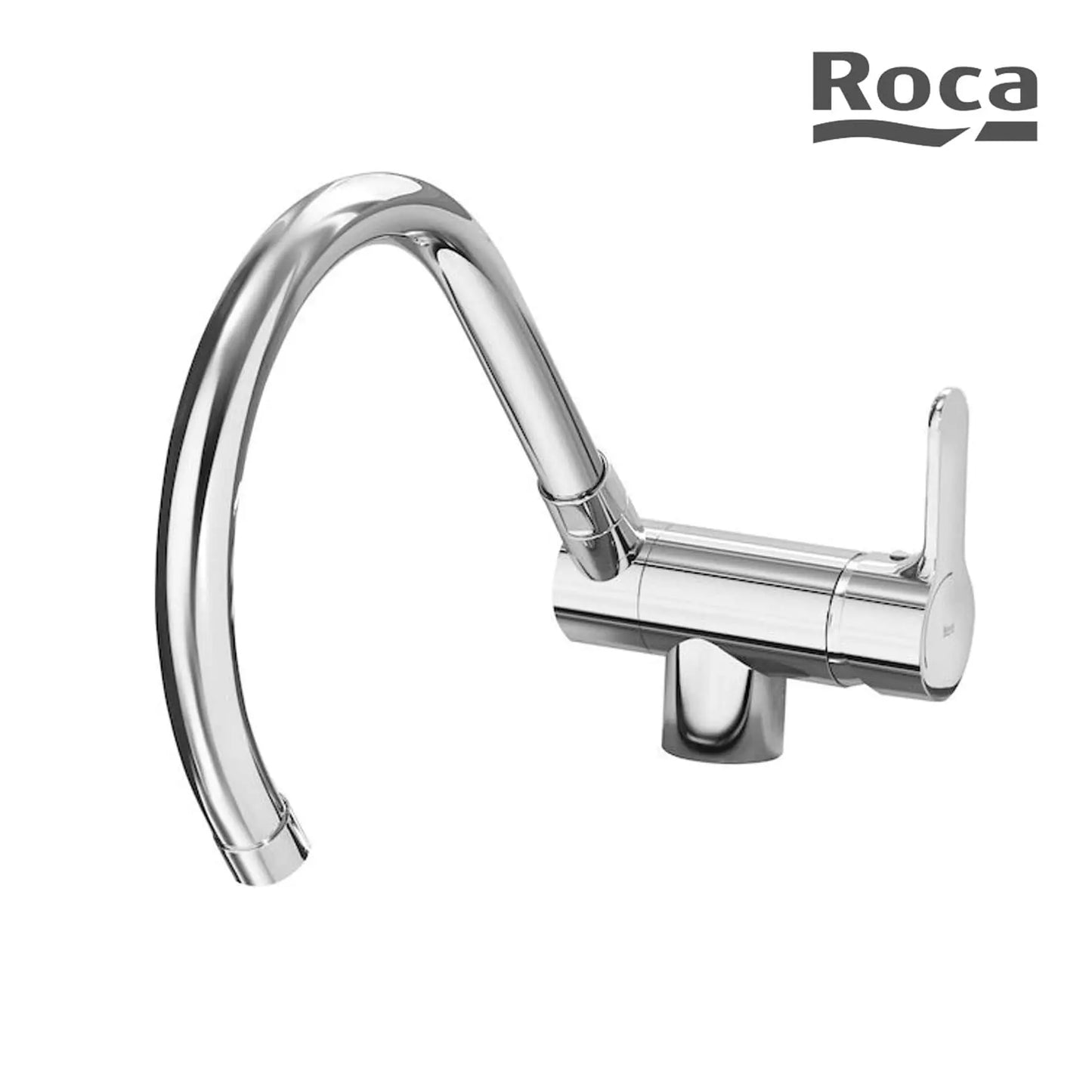 Torneira de Cozinha Roca L20 cromada com cano rebatível em ângulo