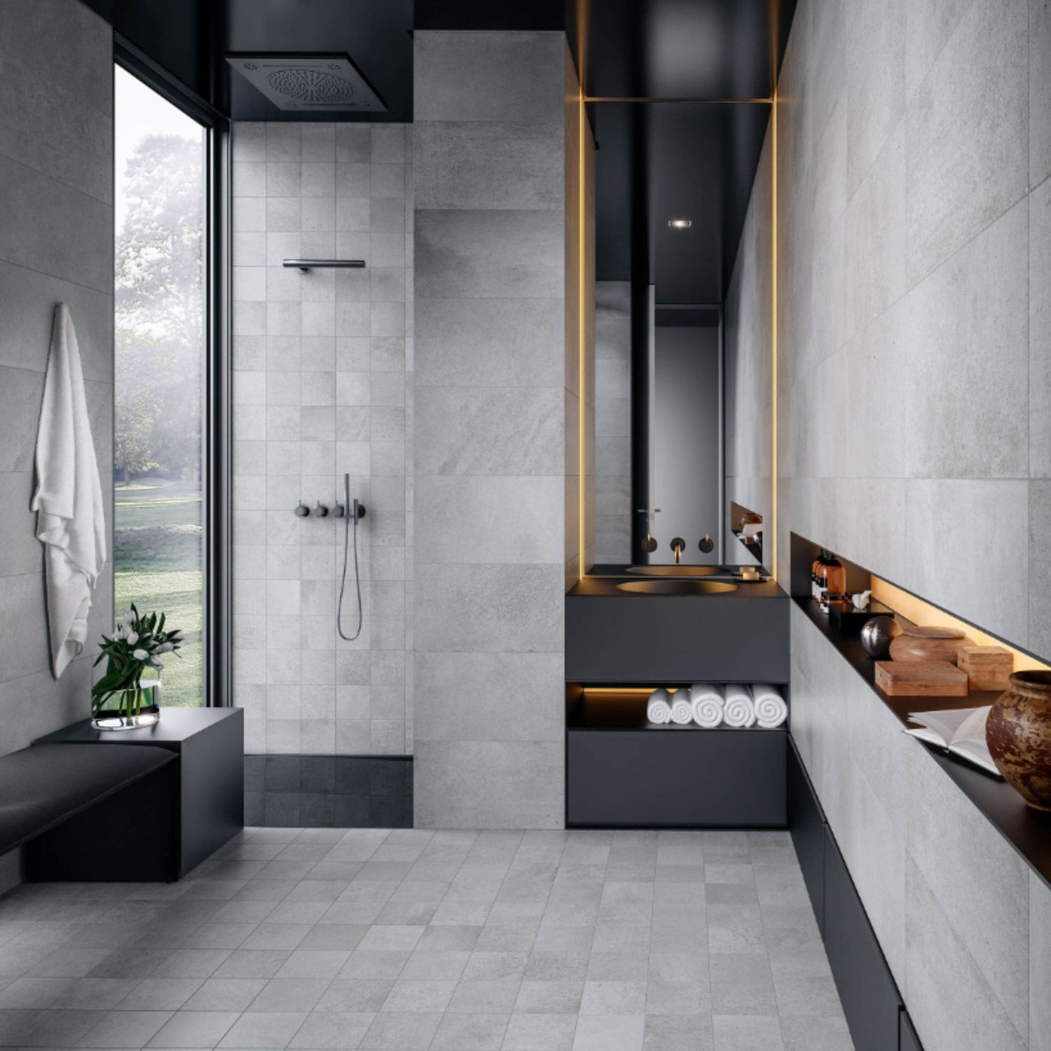 Pavimento Cerâmico Dominó 30x60cm Everstone Anthracite 1a
