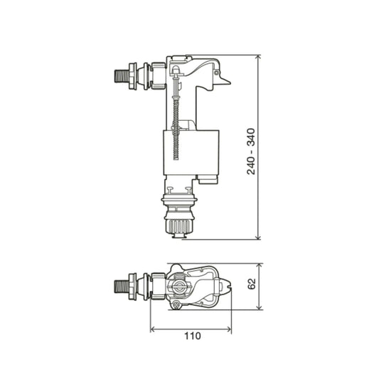 Torneira de Boia IVC100 Plus 3/8" com Entrada Lateral e Inferior OLI