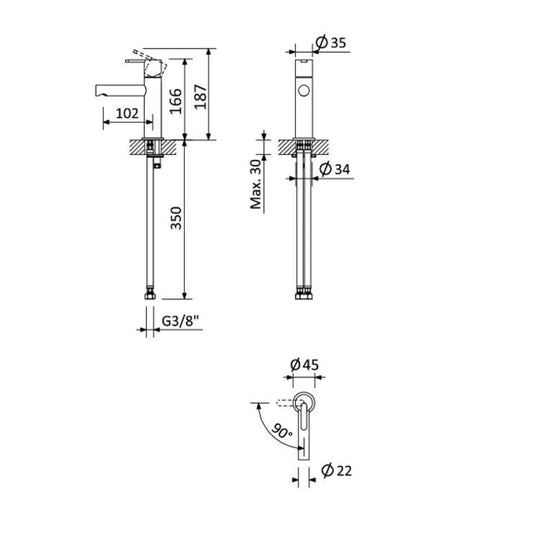 Torneira de Lavatório Bruma Leaf Gunmetal PVD BRUMA