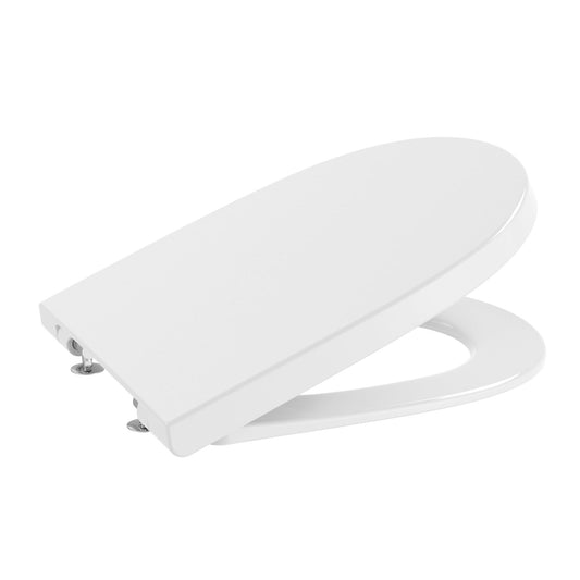 Tampo de sanita Roca Meridian-N branco com tampa entreaberta mostrando as dobradiças.