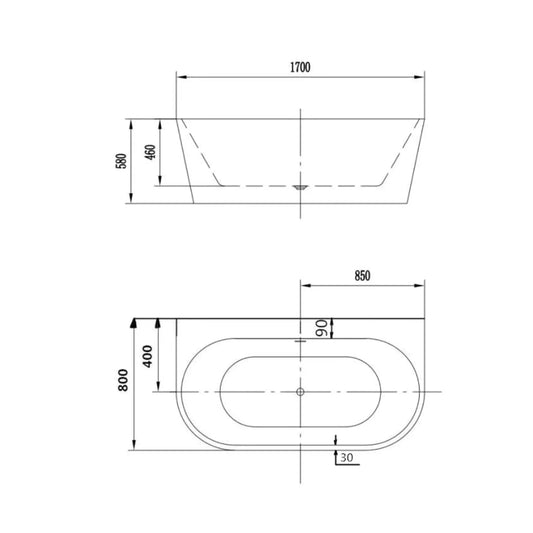 Banheira LUPPY 170x80 branco interior brilho | Showerbox SHOWERBOX
