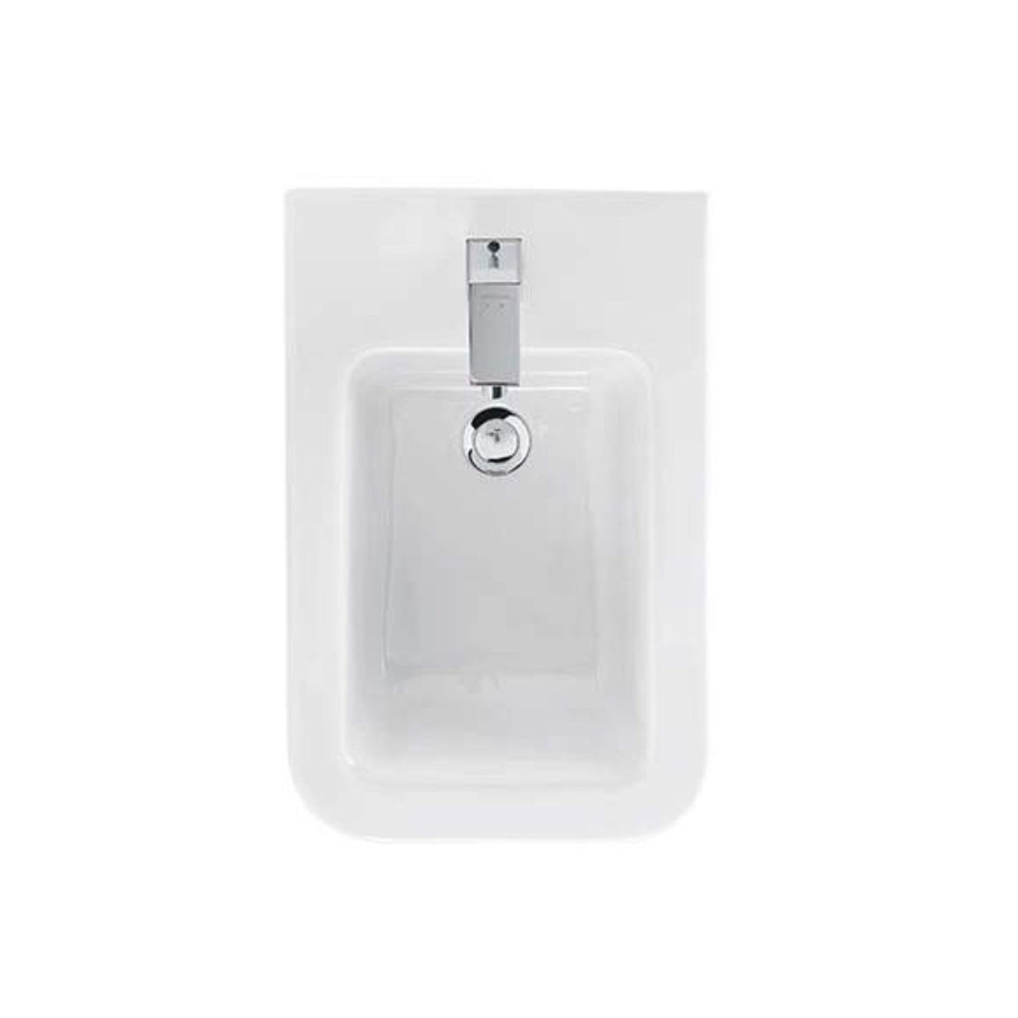 Vista superior do bidé Advance Sanindusa de pousar em cerâmica branca.