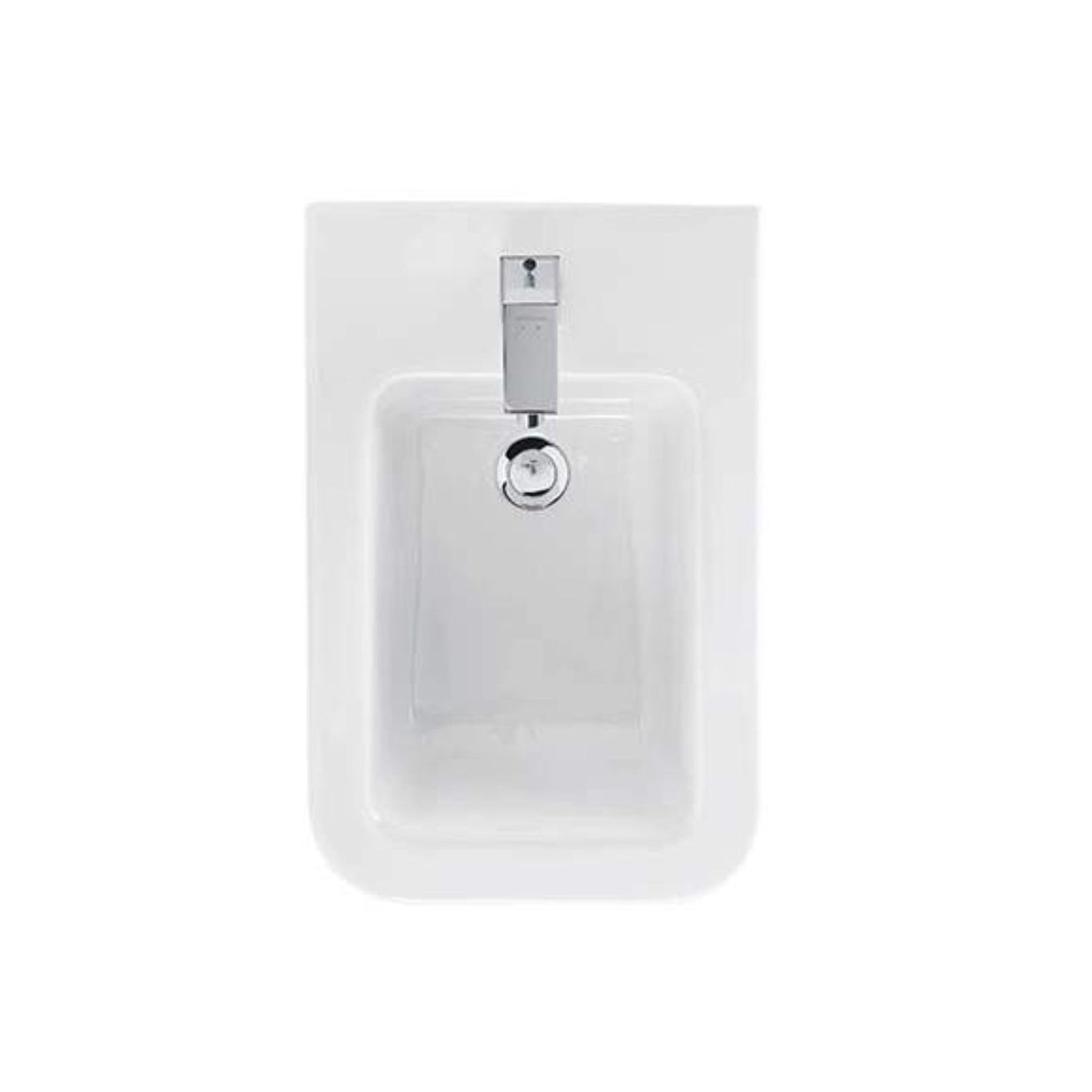 Vista superior do bidé Advance Sanindusa de pousar em cerâmica branca.