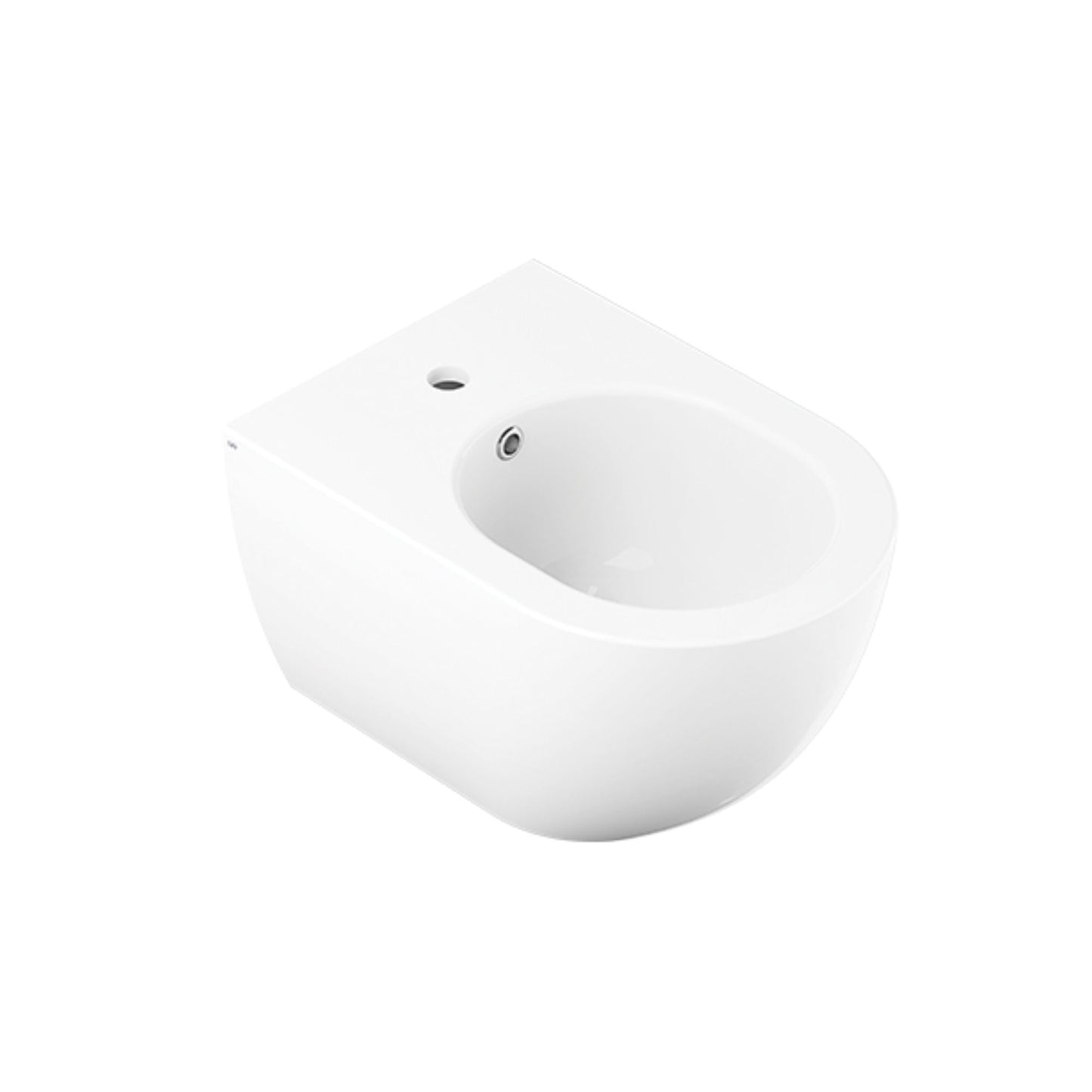 Bidé suspenso da série Lake da Oli em cerâmica branca com design arredondado.