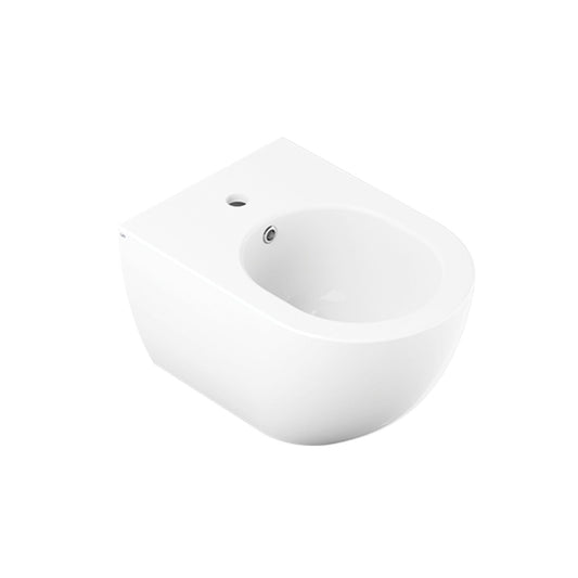 Bidé suspenso da série Lake da Oli em cerâmica branca com design arredondado.