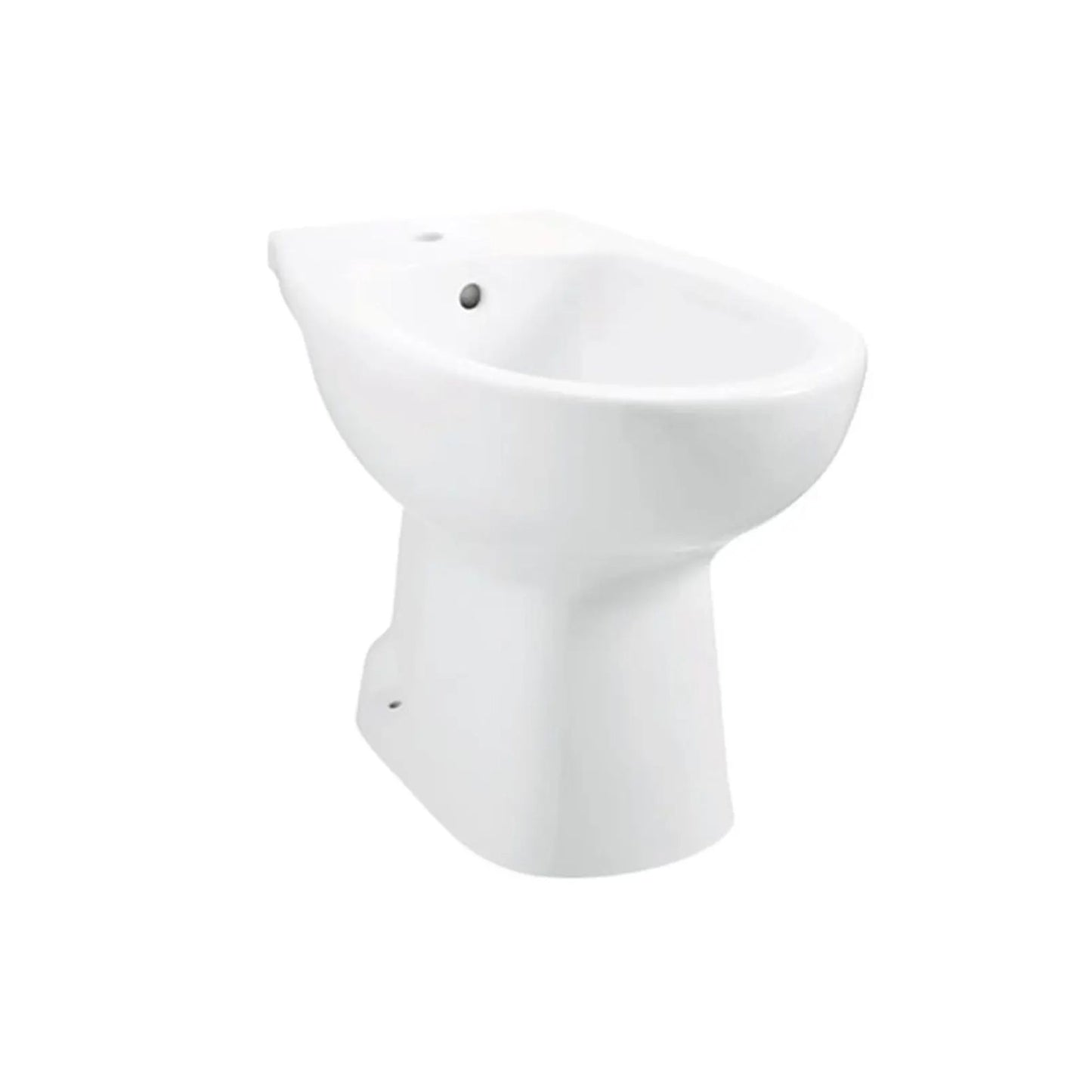 Bidé de chão Roca Polo em porcelana branca com furo para torneira monobloco.