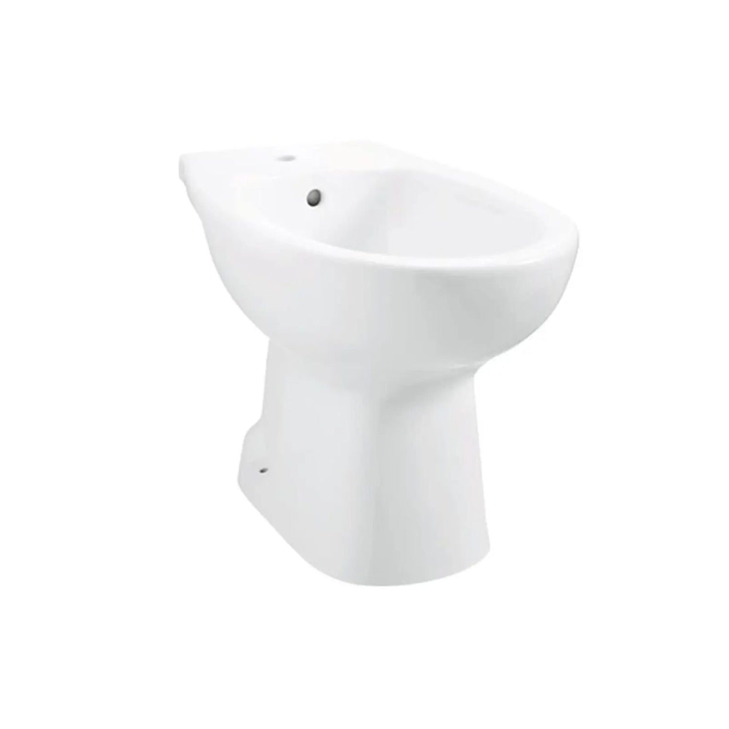 Bidé de chão Roca Polo em porcelana branca com furo para torneira monobloco.