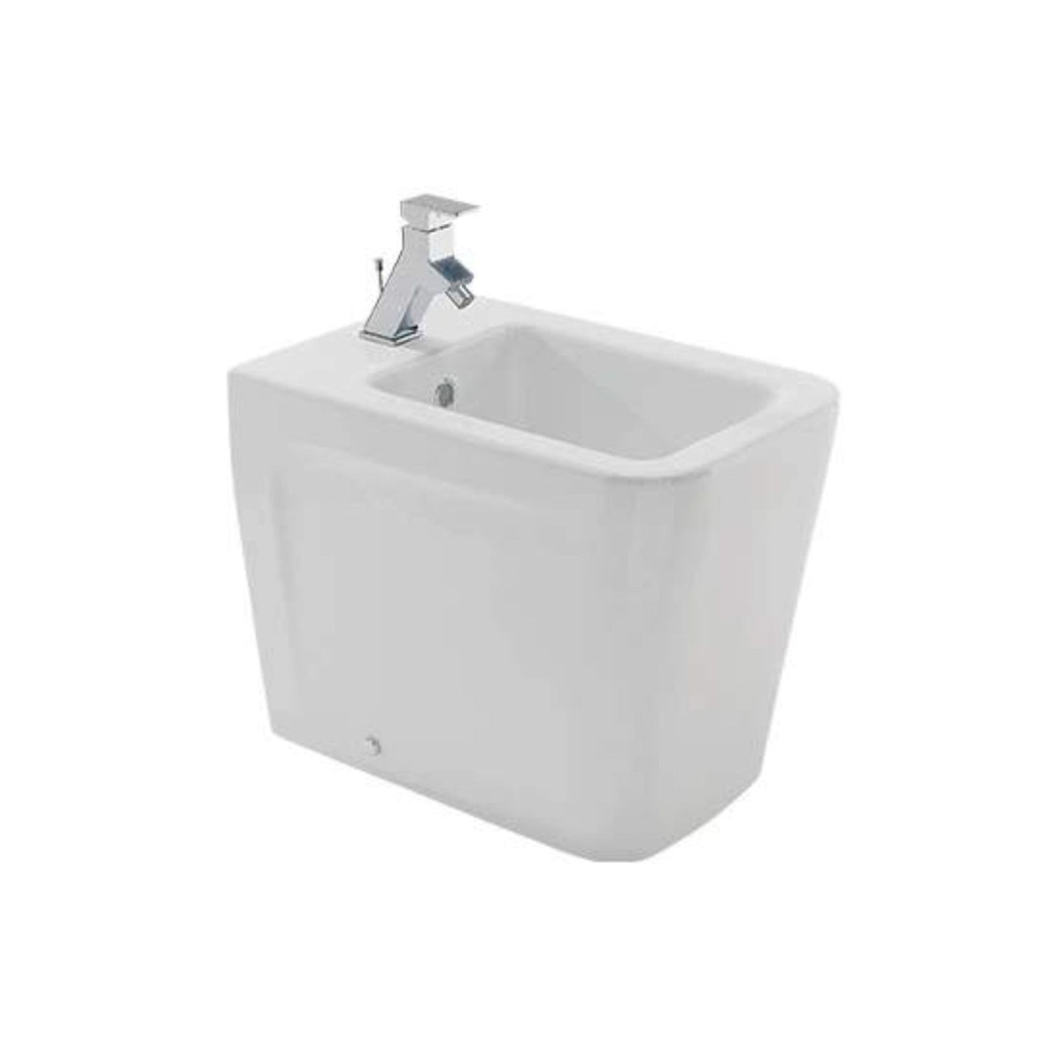 Bidé Advance de pousar no chão Sanindusa com acabamento branco brilhante.