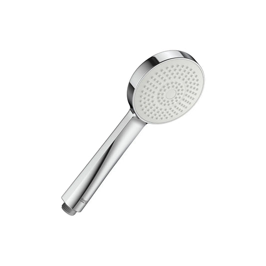 alt='Chuveiro de mão Stella da Roca com 100mm de diâmetro e acabamento cromado brilhante.'