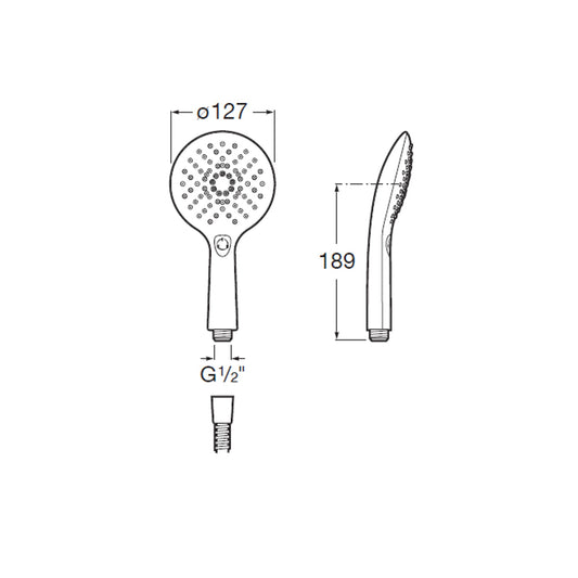 Chuveiro de mão PLENUM Go Round 120/3 3 funções cromado/branco | A5B1L11CB0 | Roca