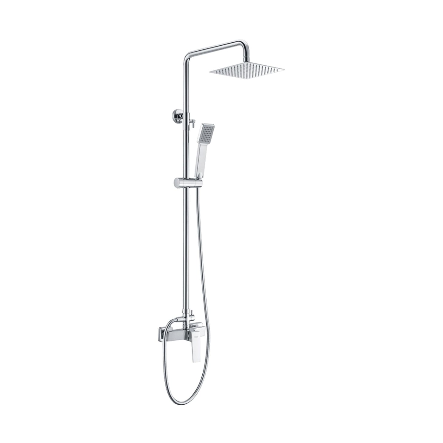 Conjunto completo de coluna de duche Imex Art cromada com torneira monocomando e barra extensível.