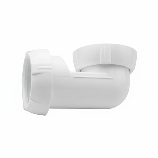 Curva de plástico branca para ligação de válvula automática de lavatório Wirquin.