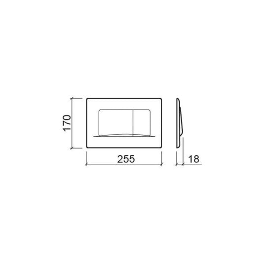 alt='Desenho técnico com as dimensões da placa de comando Sanindusa Plan de 255 por 170 milímetros.'