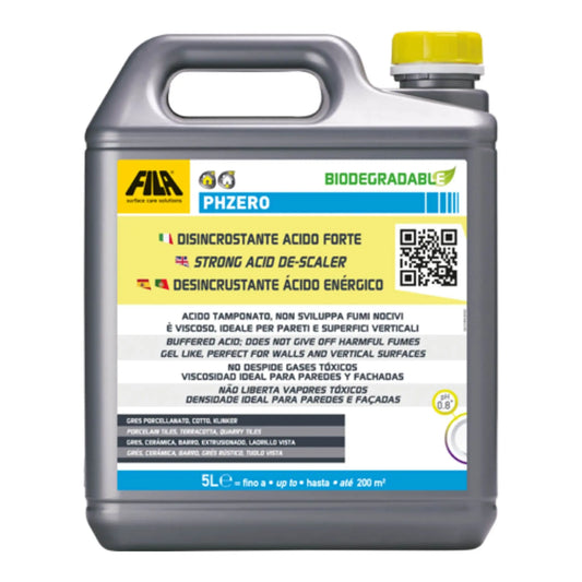 Embalagem de 1 litro do desincrustante ácido Fila Phzero