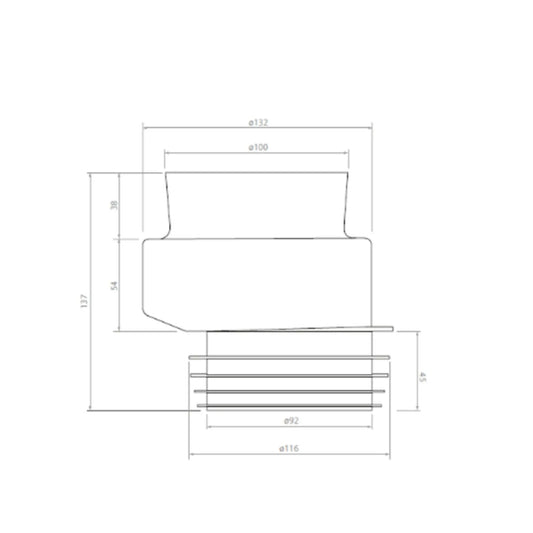 Medidas Fita excêntrica Ctesi branca em PVC para ligação sanitária com desvio, 40mm