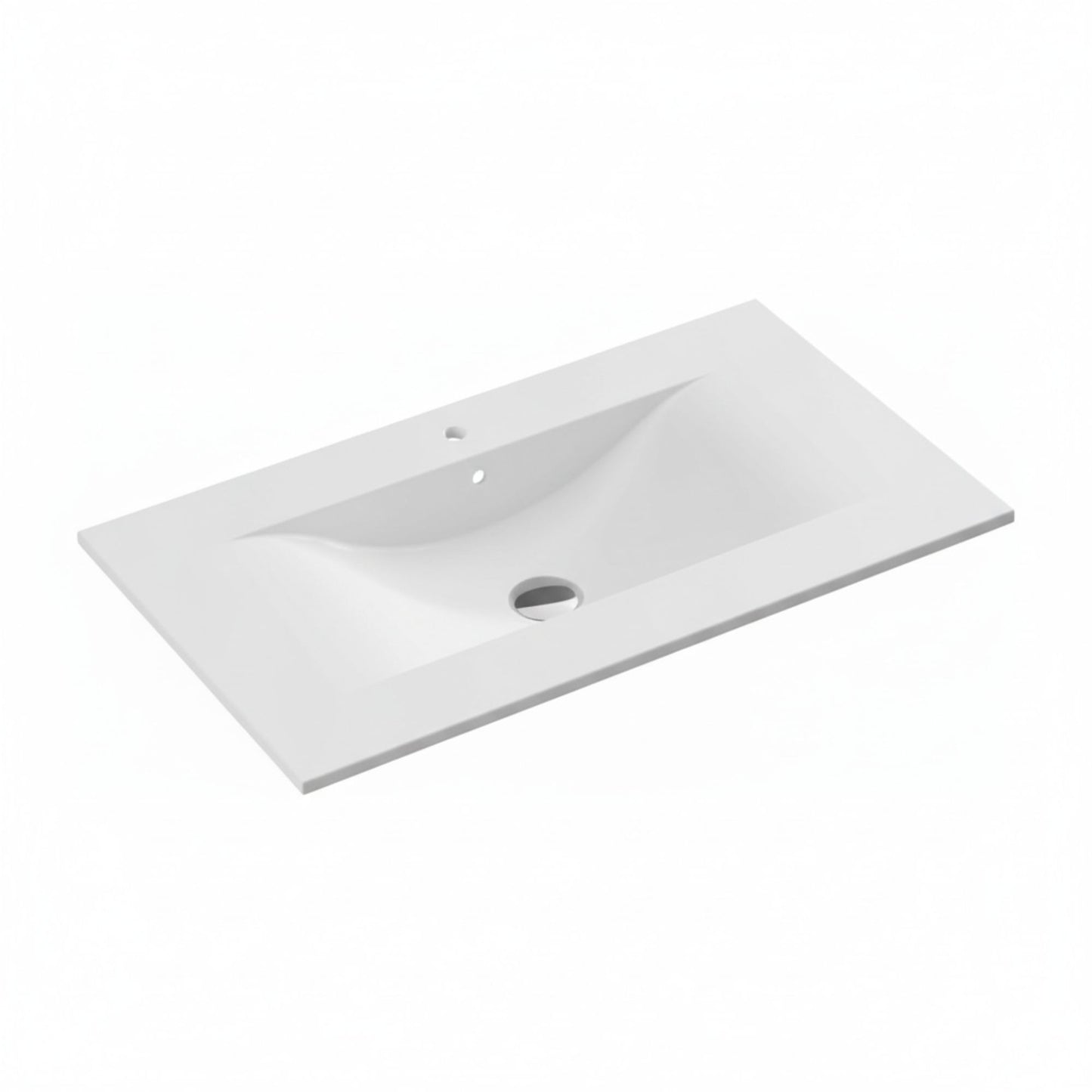 Lavatório cerâmico branco integrado para o móvel de casa de banho Soria de 80cm.