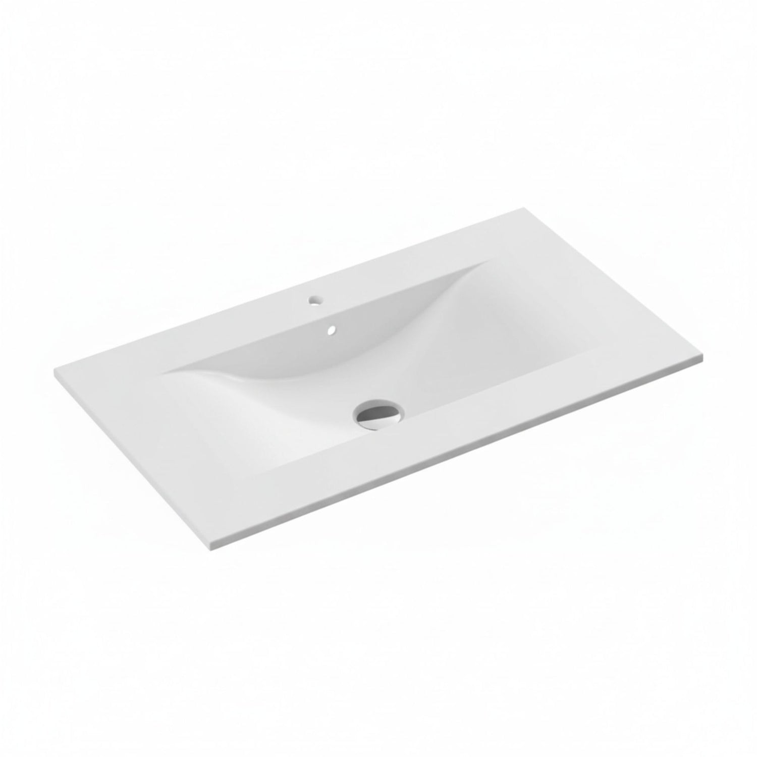 Lavatório cerâmico branco integrado para o móvel de casa de banho Soria de 80cm.