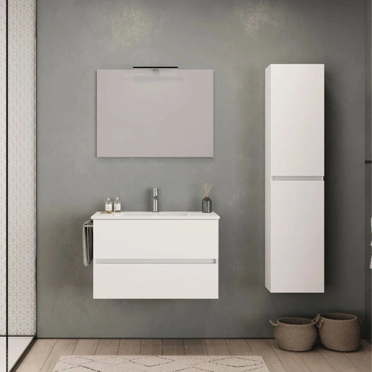 Móvel 80cm e Lavatório Banhoazis Euro 1 Branco BANHOAZIS