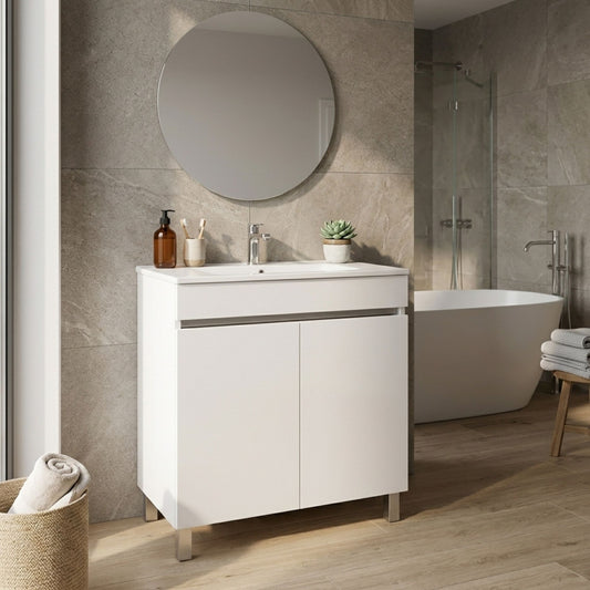 Móvel e Lavatório Moovlux 60cm Viana Branco