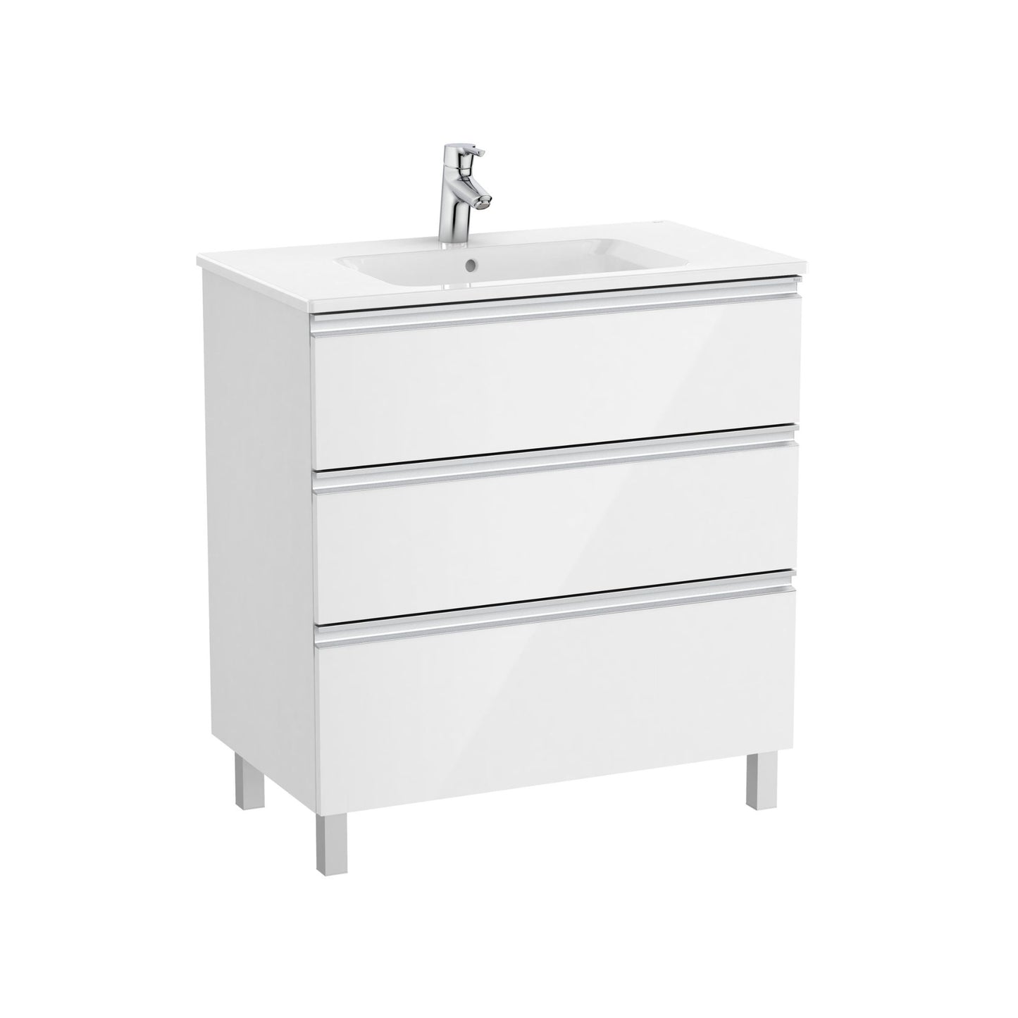 Móvel de casa de banho com pés metálicos e lavatório Roca The Gap Unik 80cm branco