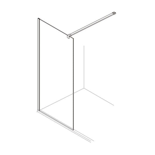 alt text='Painel de chuveiro fixo Milão com perfil em preto mate, mostrando uma variante do produto.'