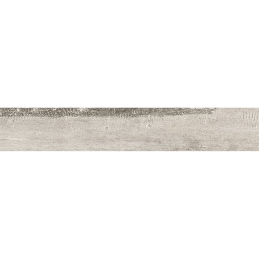 Régua de pavimento cerâmico Gresart Vermont Ash 25x150cm rectificado efeito madeira cinza.