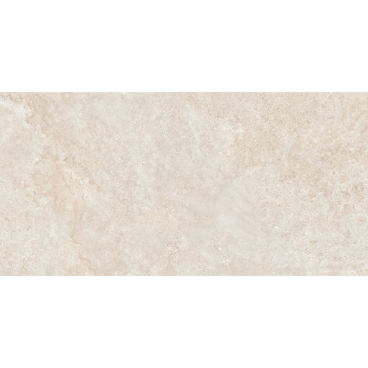 Peça de pavimento cerâmico Love Tiles Velvet Cross White 60x120cm rectificado com textura mate touch em tom bege claro.