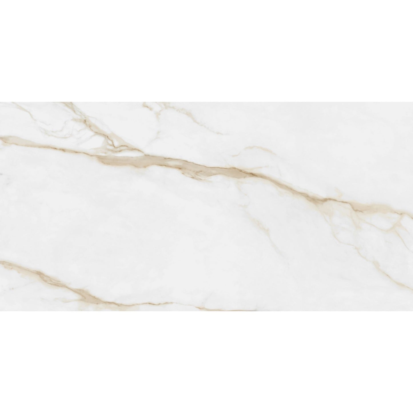 Detalhe da peça individual do pavimento cerâmico 60x120cm Portofino Gold Brilho com veios dourados estilo mármore   