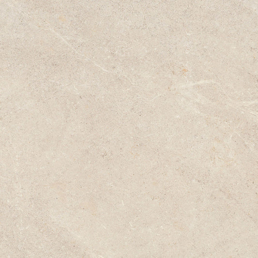 Balcão de receção moderno com revestimento e pavimento cerâmico Pamesa Victoria Beige 100x100cm aplicado