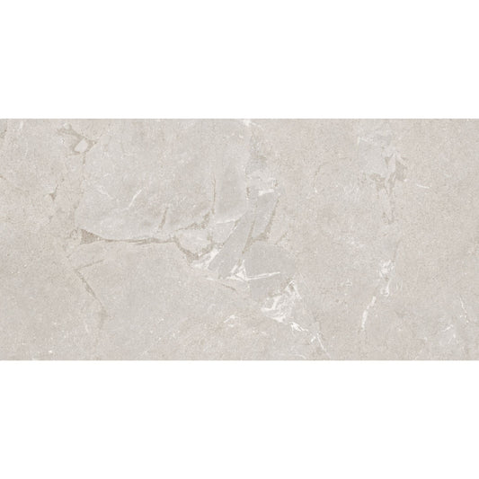 Detalhe da textura cimentícia e tonalidade areia do pavimento cerâmico Constanza Desert.