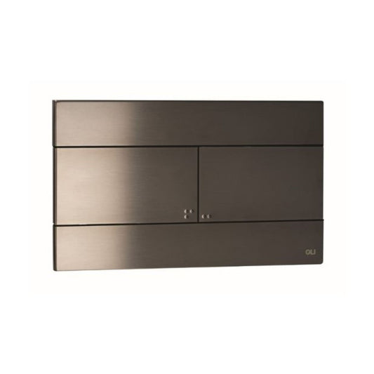 alt='Vista em perspetiva da placa de comando OLI Slim Gun Metal, mostrando o seu perfil fino e cor escura.'