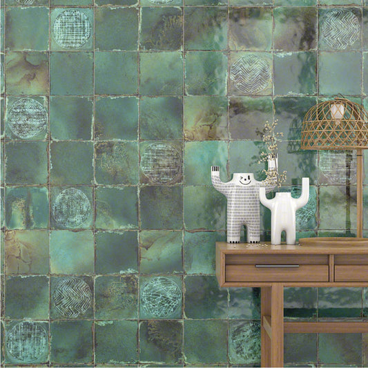 Alt text: 'Revestimento cerâmico decorado Aleluia Luca Jade 20x20cm visto de perto'