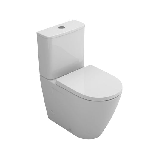 Sanita compacta completa Sanitana Ruby Vortex branca, com tanque e descarga vortex, vista em perspetiva de três quartos.